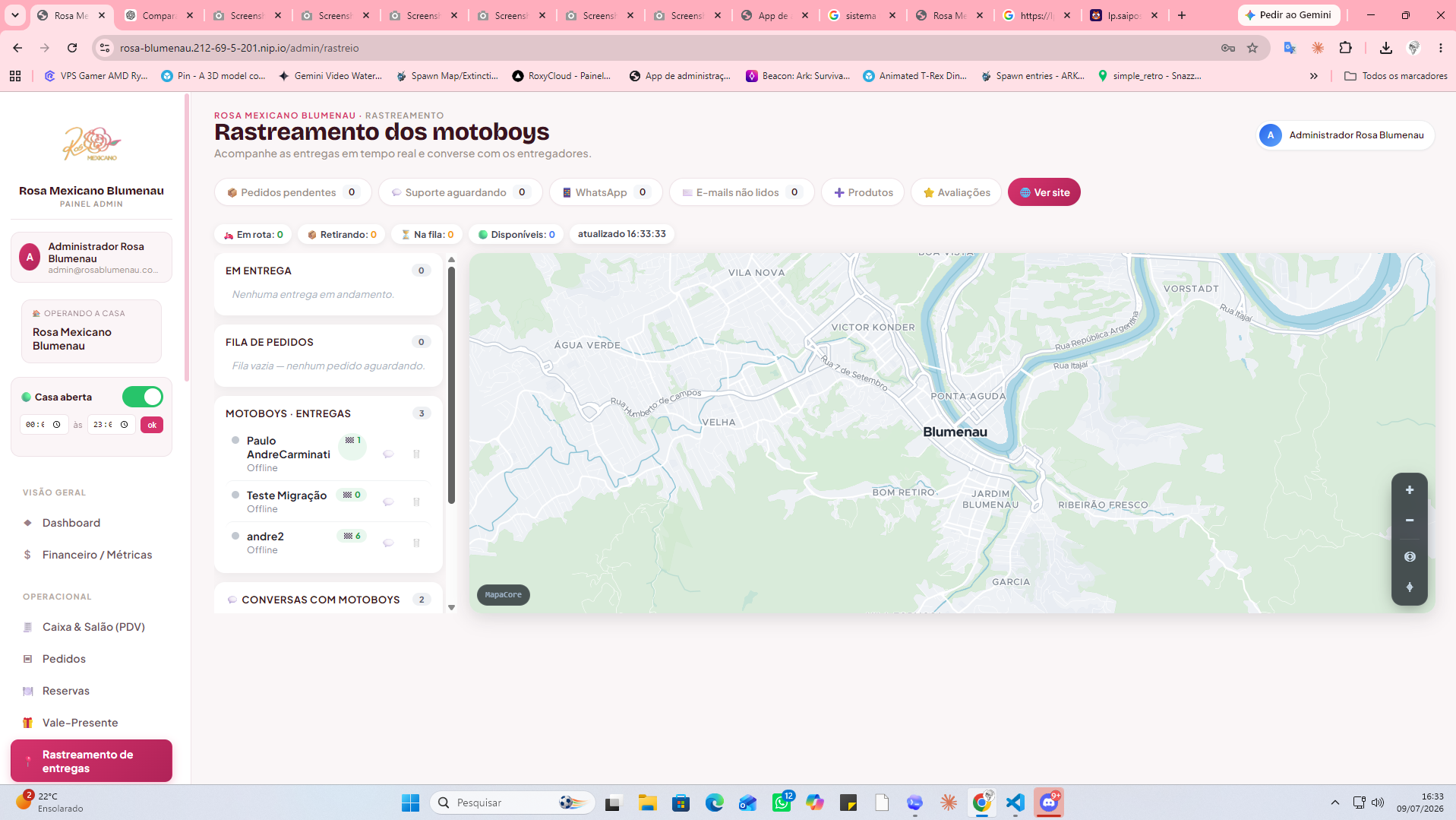 Rastreamento de entregas do Cheffzy